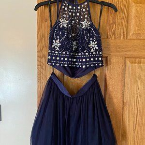 Sparkling Two Piece Navy Semiformal Mini Dress